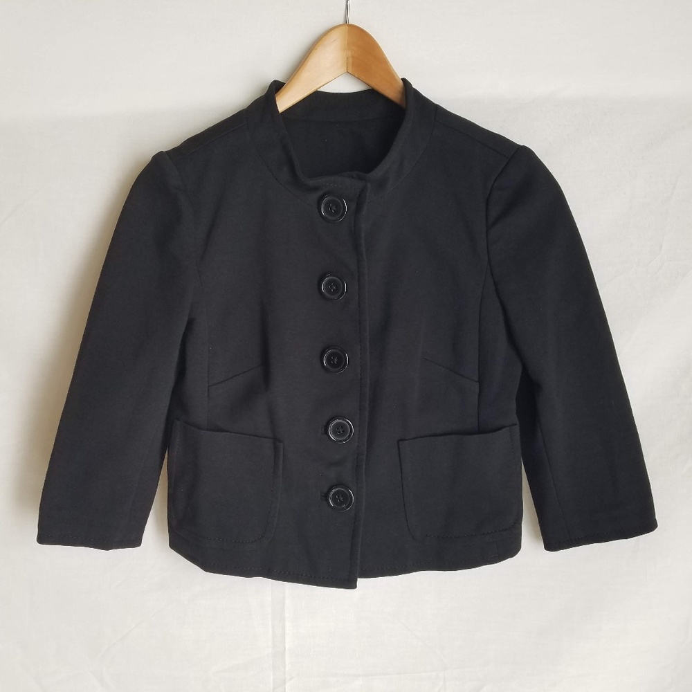 Banana Republic Cropped Jacket Black Pockets Sz 0